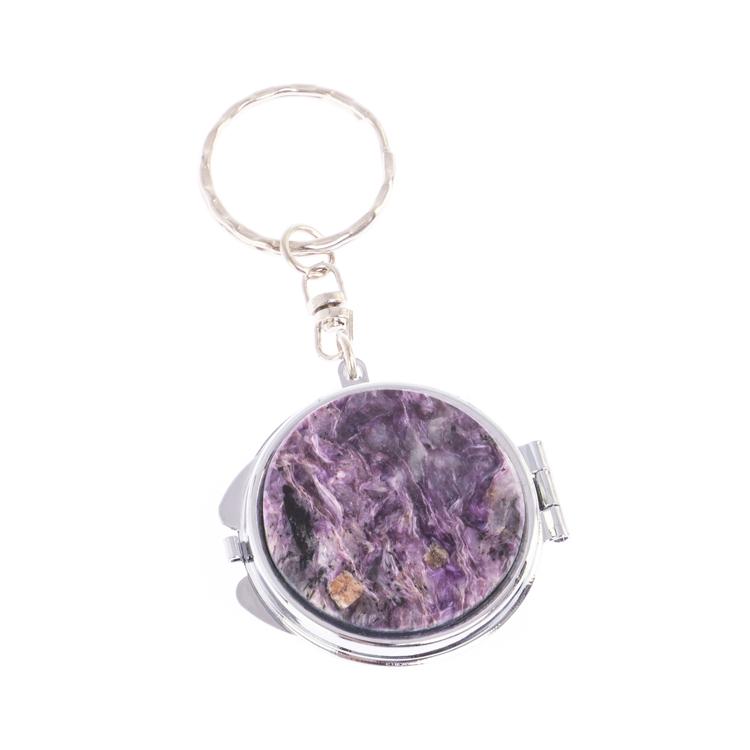 Складное зеркало брелок чароит круглое фото 1 — 