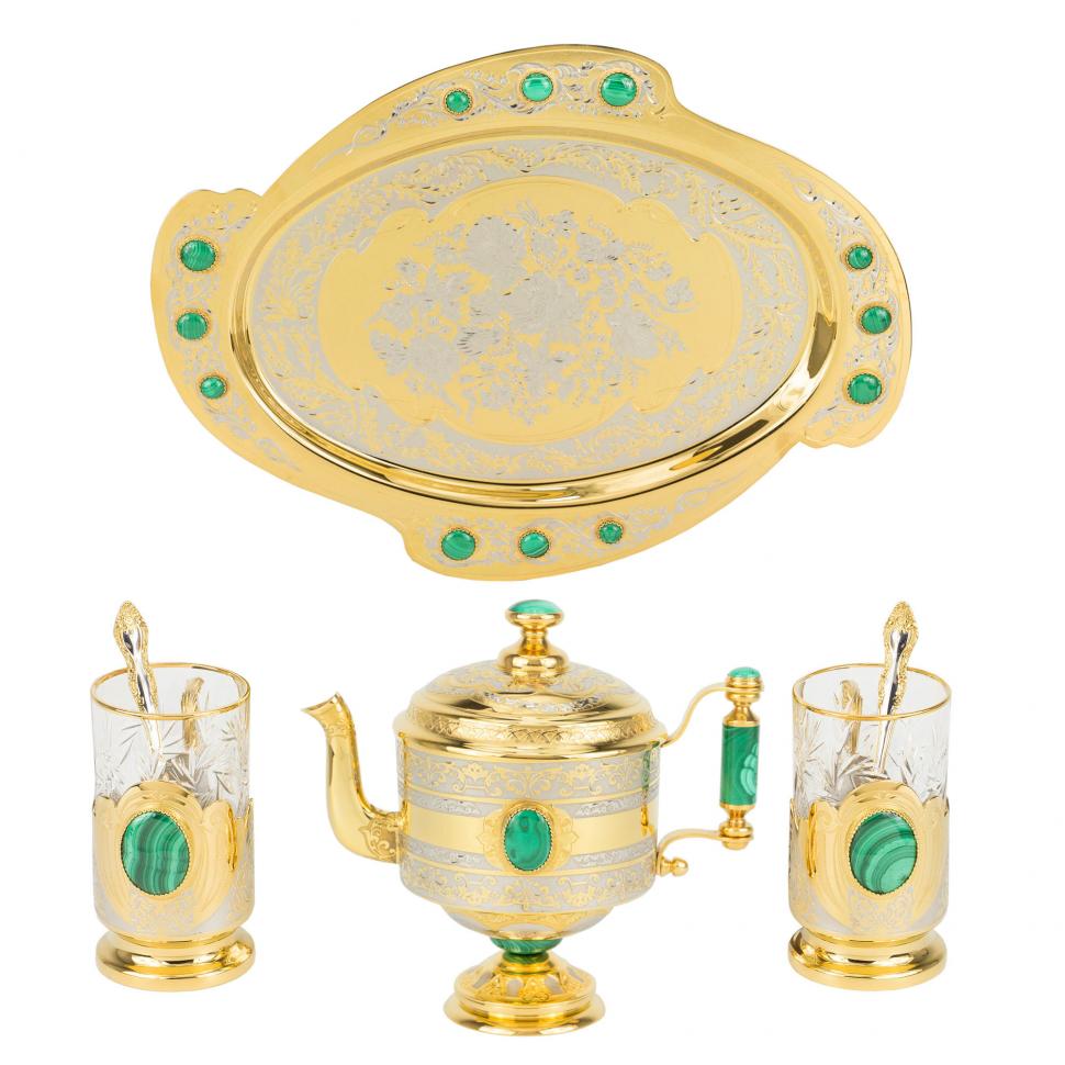 Чайный набор "Малахитовый" в подарочной коробке Златоуст фото 1 — 