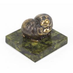 Статуэтка &quot;Пара бегемотов малые&quot; бронза змеевик — 
