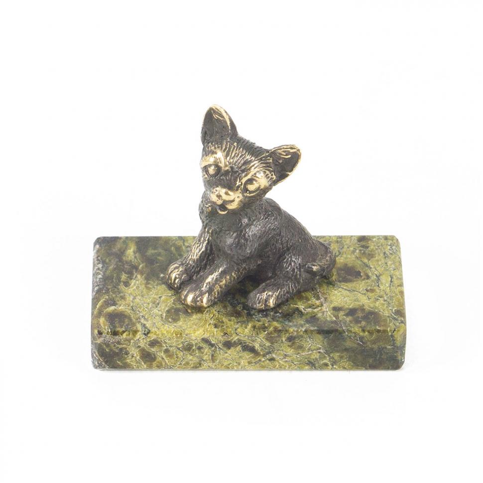 Статуэтка из бронзы и змеевика "Собачка малая №10" фото 1 — 
