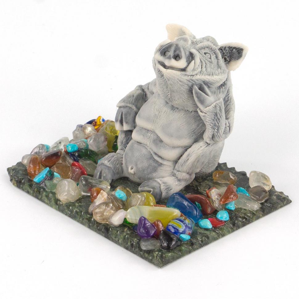 Сувенир "Кабан сидит" из мрамолита фото 1 — 