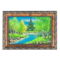 Картина &quot;Летний пейзаж&quot; рамка багет 10х15 см, каменная крошка — 