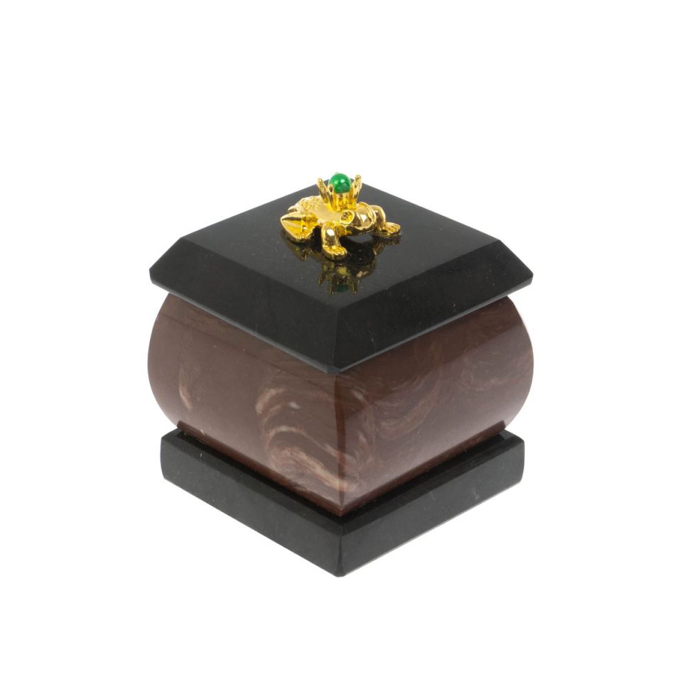 Шкатулка "Лягушка" из камня лемезит 4,5х4,5х6 см фото 1 — 