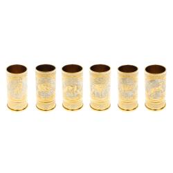 Набор стопок гильз &quot;Лесные звери&quot; 6 шт в кожаном патронташе Златоуст — 