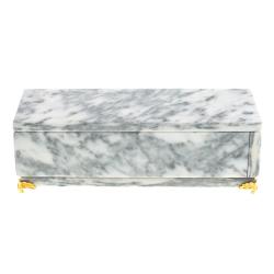 Шкатулка камень серый мрамор без зеркала 20,5х7,5х6,5 см — 