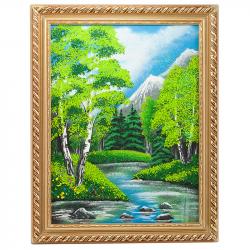 Картина &quot;Летний пейзаж&quot; багет 36х46 см, каменная крошка — 