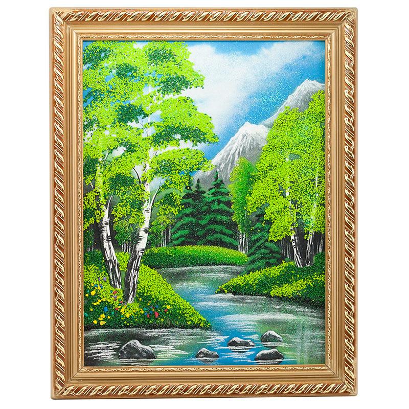 Картина "Летний пейзаж" багет 36х46 см, каменная крошка фото 1 — 
