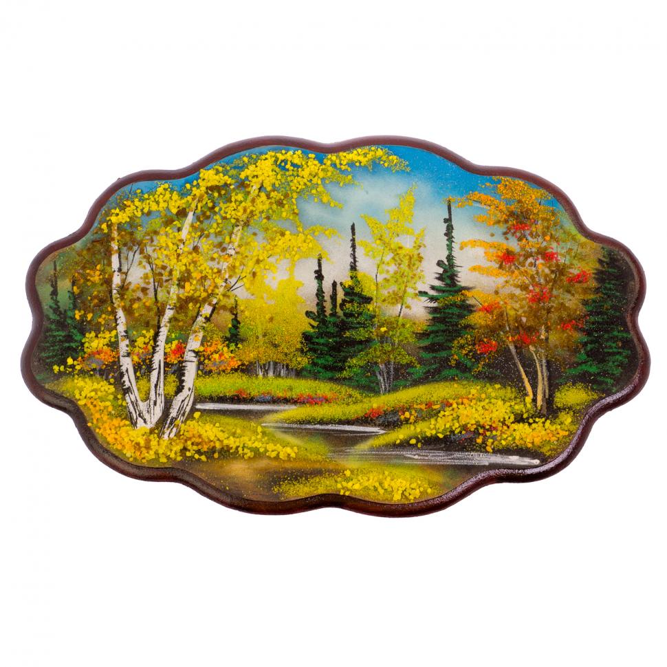 Панно с рисунком из камня "Осенний пейзаж" 45х29 см фото 1 — 