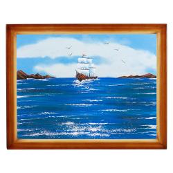 Картина &quot;Морской пейзаж&quot; багет дерево 36х46 см, каменная крошка — 
