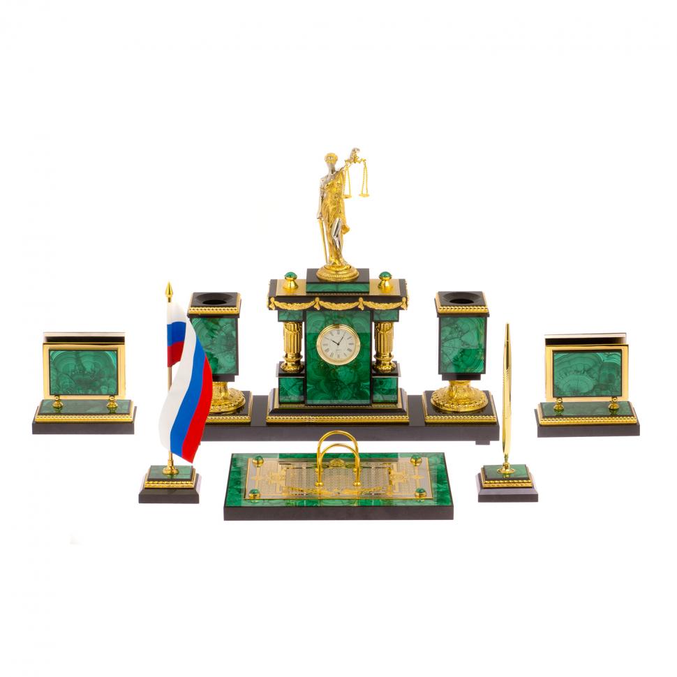 Письменный набор из малахита "Фемида" Златоуст фото 1 — 