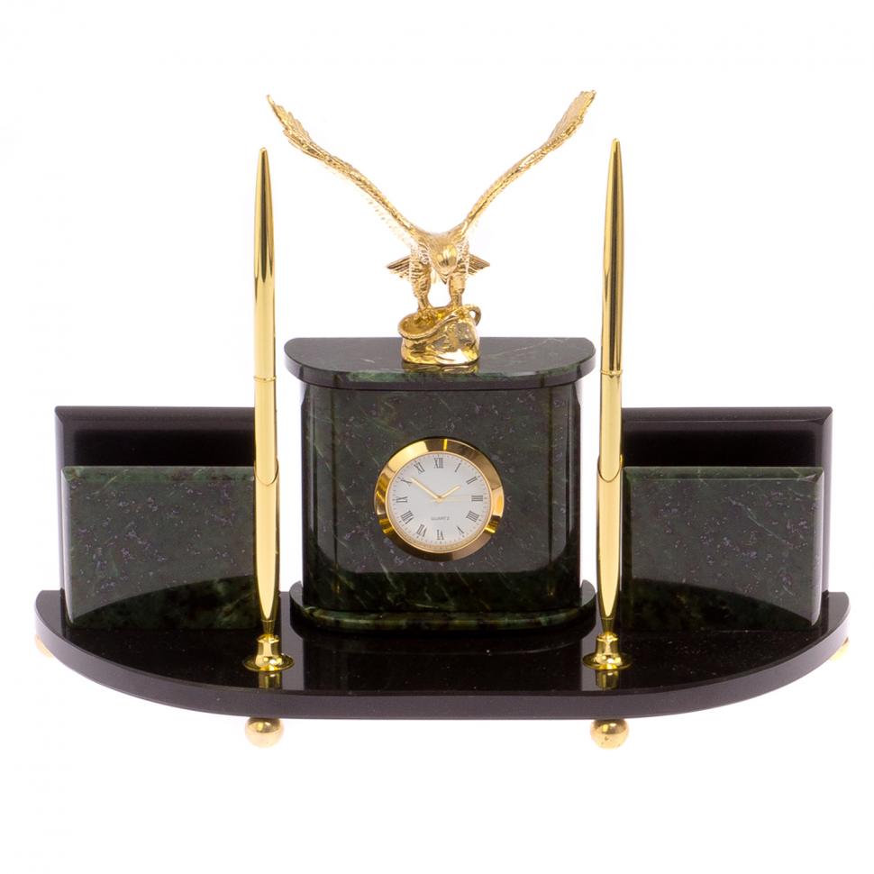 Настольный прибор "Орел" камень нефрит фото 1 — 