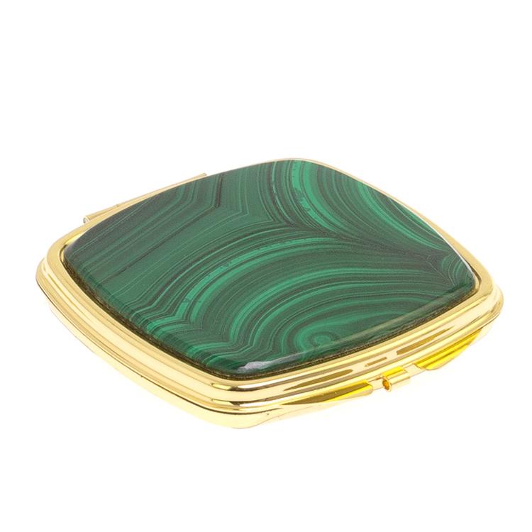 Зеркало складное карманное из малахита цвет золото фото 1 — 