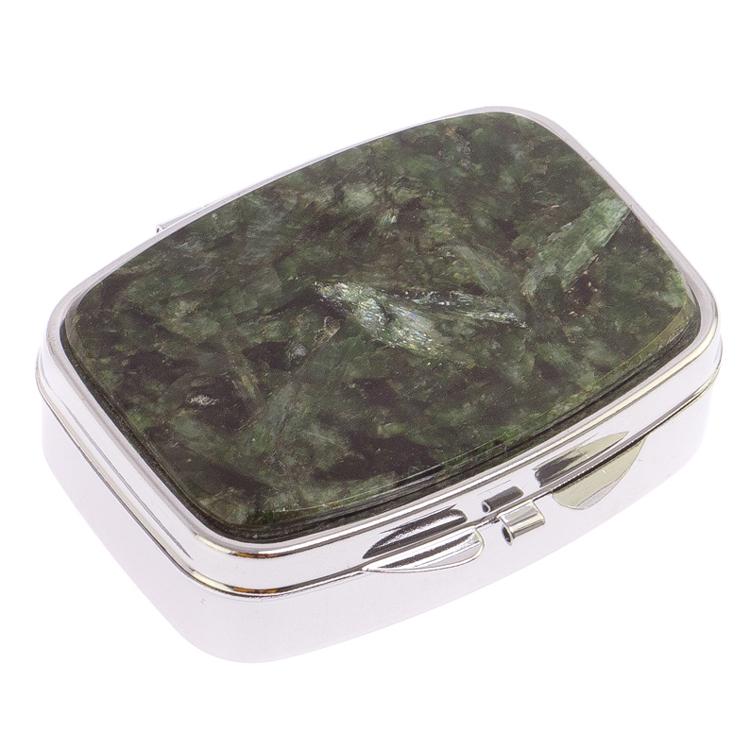 Таблетница на 2 отделения камень актинолит цвет серебро фото 1 — 