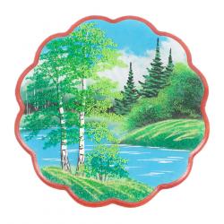 Панно с рисунком из камня &quot;Летний пейзаж&quot; круглое 36x36 см — 