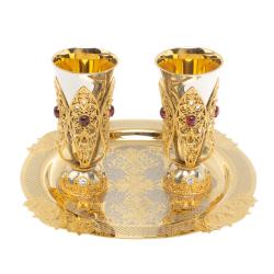 Водочный набор &quot;Царский&quot; 2 рюмки на подносе 80 мл Златоуст — 