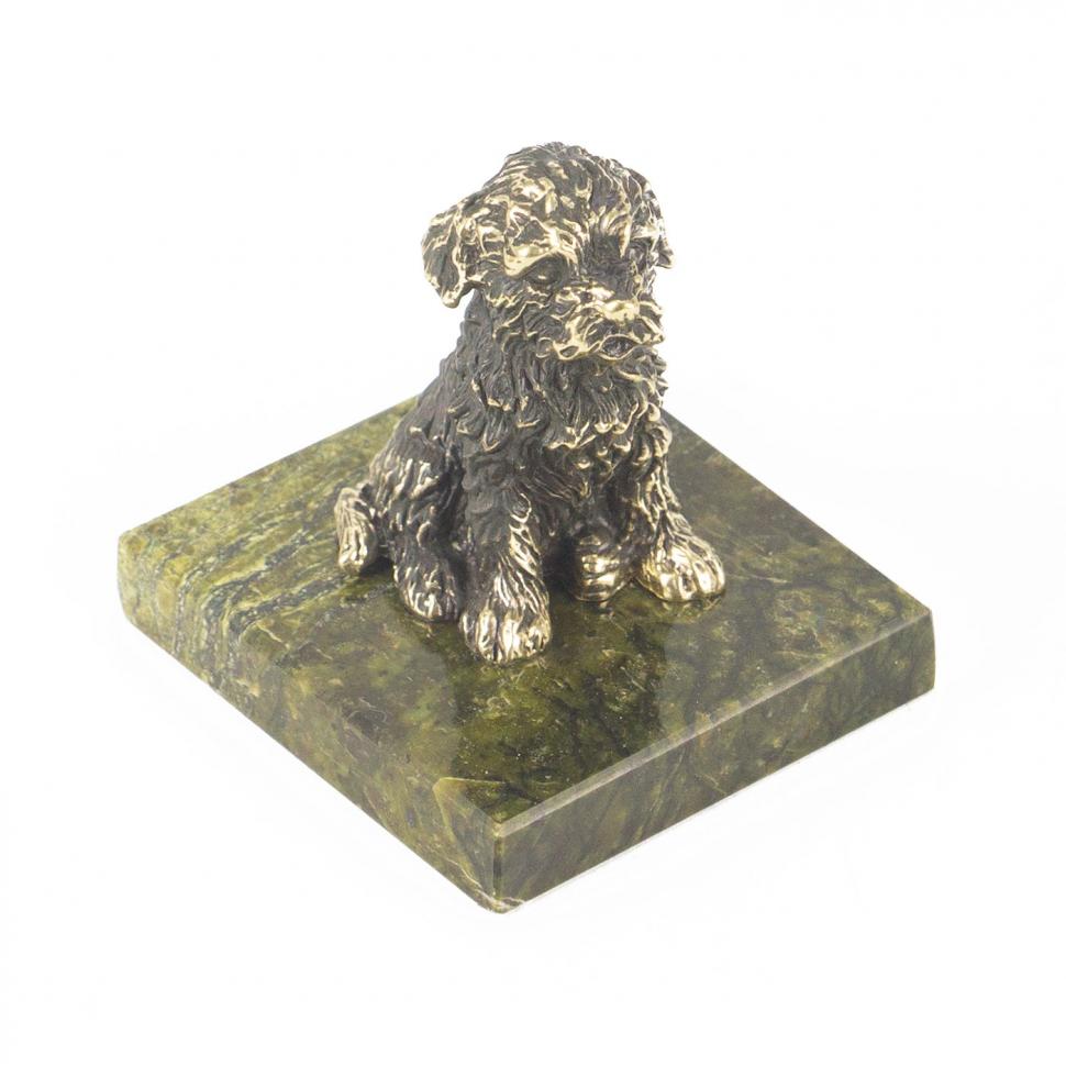 Статуэтка из бронзы и змеевика "Собачка средняя №7" фото 1 — 