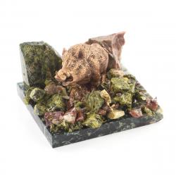 Сувенир &quot;Кабан&quot; змеевик самоцветы — 