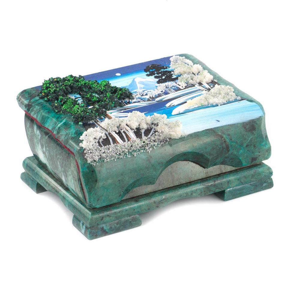 Шкатулка с расписной крышкой "Зимний пейзаж" 17х11х8 см фото 1 — 