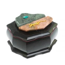 Шкатулка &quot;Ракушка&quot; камень змеевик / розовый мрамор 14х10х9 см — 