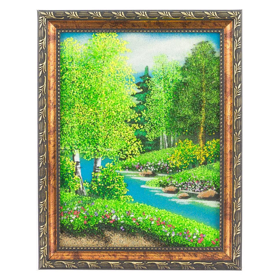 Картина "Летний пейзаж" рамка багет 15х20 см, каменная крошка фото 1 — 