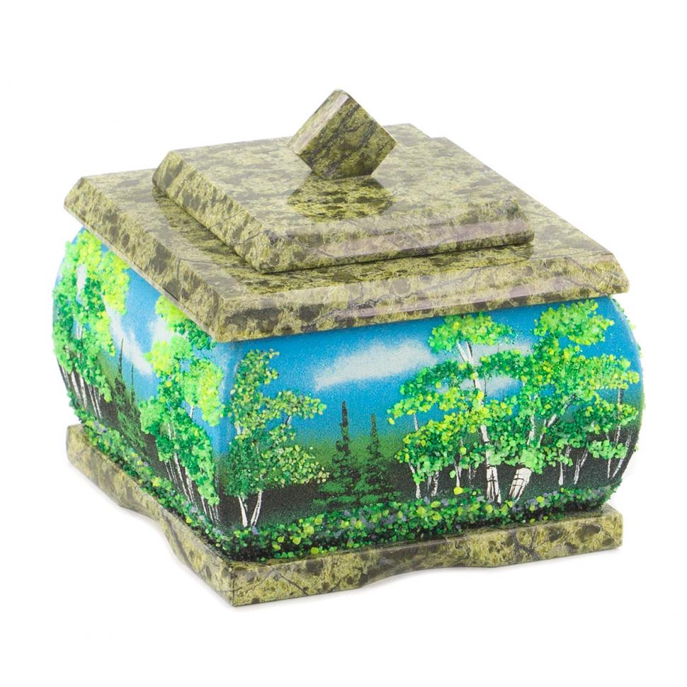 Шкатулка "Лето" змеевик 10х10х9 см фото 1 — 