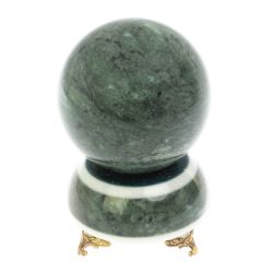 Шар Антистресс 9,5 см на подставке из змеевика ножки бронза — 