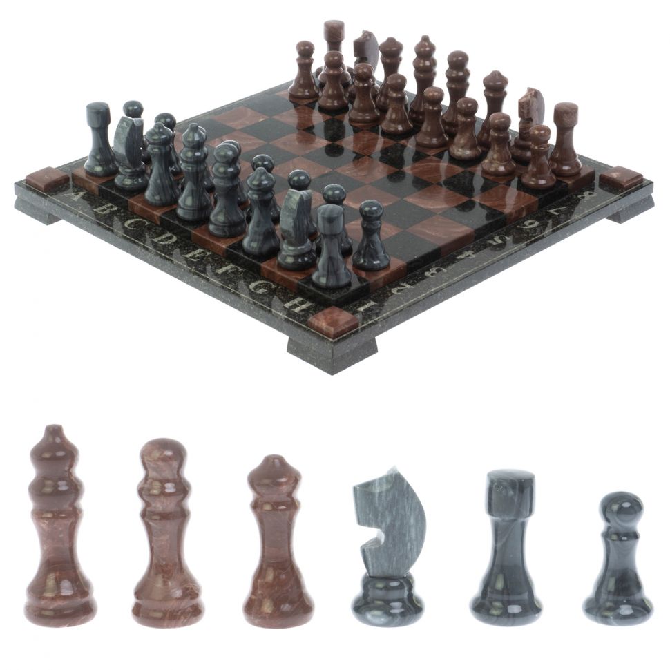 Шахматы с гравировкой "Турнирные" из лемезита 36х36 см фото 1 — 