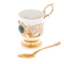 Чашка для кофе &quot;Малахит&quot; фарфор 170 мл в подарочной упаковке Златоуст — 