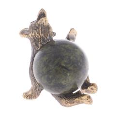 Декоративная фигурка &quot;Медведь с шаром сидит&quot; бронза камень — 